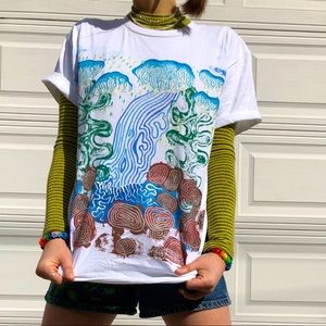 Hand Painted Waterfall Landscape Tee